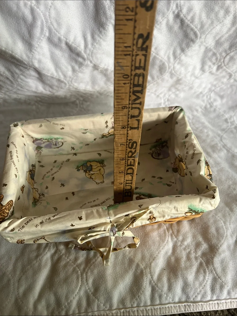 Natural Woven Rectangular Storage Baskets with Classic Pooh Liners (Set of 3)